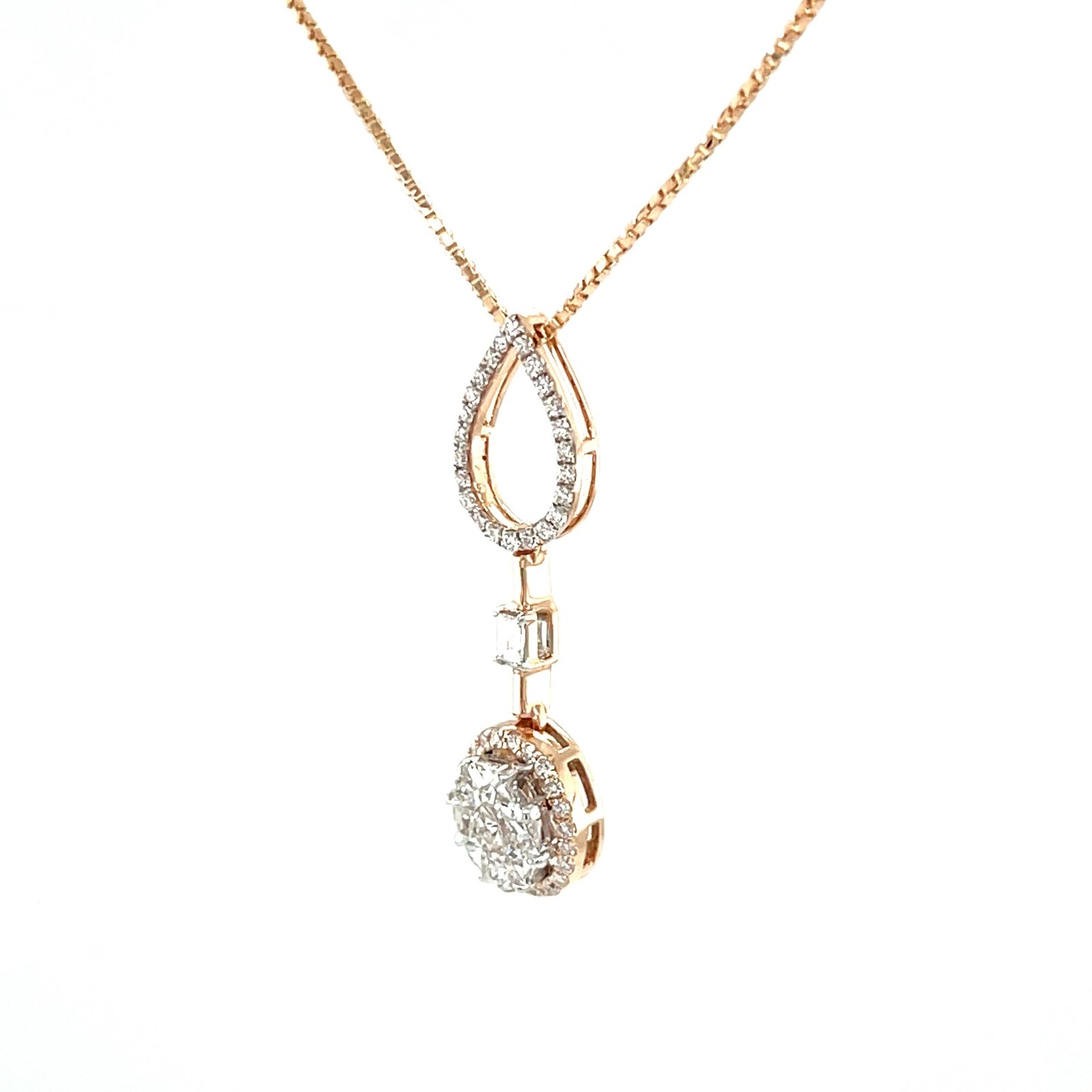 Elegant Rose Gold Teardrop Diamond Pendant